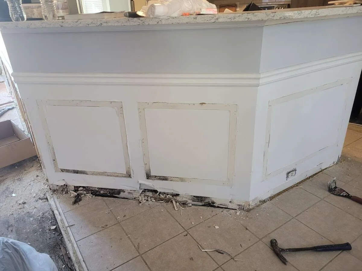 Water damage and mold on kitchen during Storm Damage Restoration in Decatur